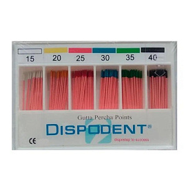 Гуттаперчевые штифты №15-40 04 конус (60 шт) Dispodent