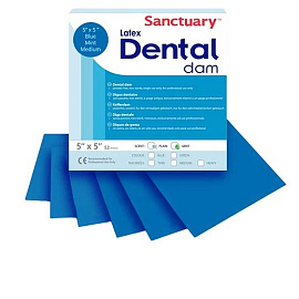 Завеса для коффердама  Dental Dams синяя 0,18мм (36листов) медиум 152мм*152мм Dispodent