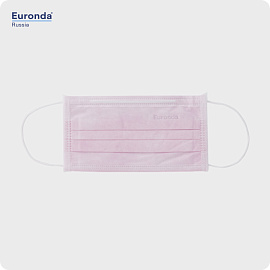 Маски Monoart Protection 3 трехслойные розовые 50 шт Euronda
