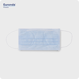 Маски Monoart Protection 3 трехслойные голубые 50 шт Euronda