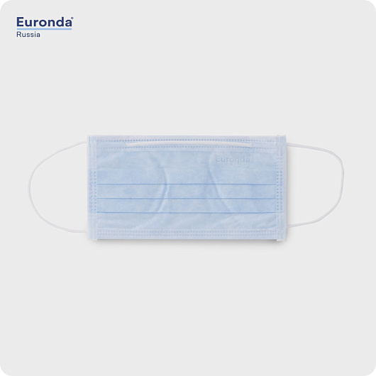 Маски Monoart Protection 3 трехслойные голубые 50 шт Euronda