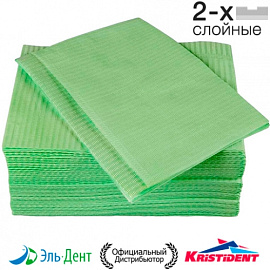 Салфетки 2-х слойные нагрудные зеленые 33*45см (500 шт) Standart