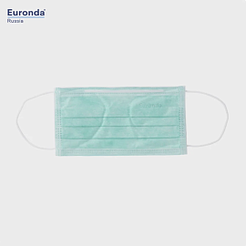 Маски Monoart Protection 3 трехслойные зеленые 50 шт Euronda