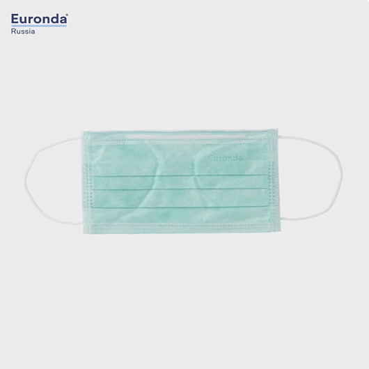 Маски Monoart Protection 3 трехслойные зеленые 50 шт Euronda