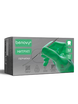 Перчатки нитриловые Dental Formula S зеленые (50 пар) Benovy ЧЗ