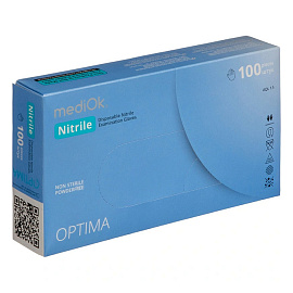 Перчатки нитриловые M OPTIMA смотровые неопудренные голубые (50 пар 3г) mediOk ЧЗ