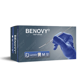 Перчатки нитриловые Dental Formula M сиренево-голубые (50 пар 3,5гр) Benovy ЧЗ