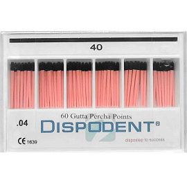 Гуттаперчевые штифты №40 04 конус (60 шт)  Dispodent