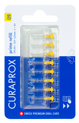 Ершик межзубный без держателя prime 0,9 мм желтый (8 шт) Curaprox