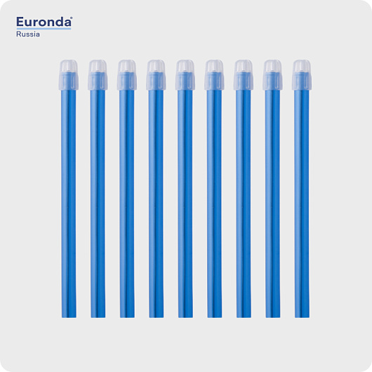 Слюноотсосы Monoart ЕМ15 синие с фиксируемым наконечником (100 шт) Euronda