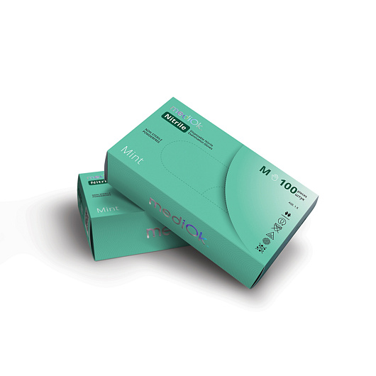 Перчатки нитриловые S MINT зеленые (50 пар 4г) MediOk ЧЗ