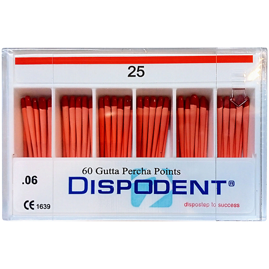 Штифты гуттаперчевые №25 06 конус  (60 шт) Dispodent